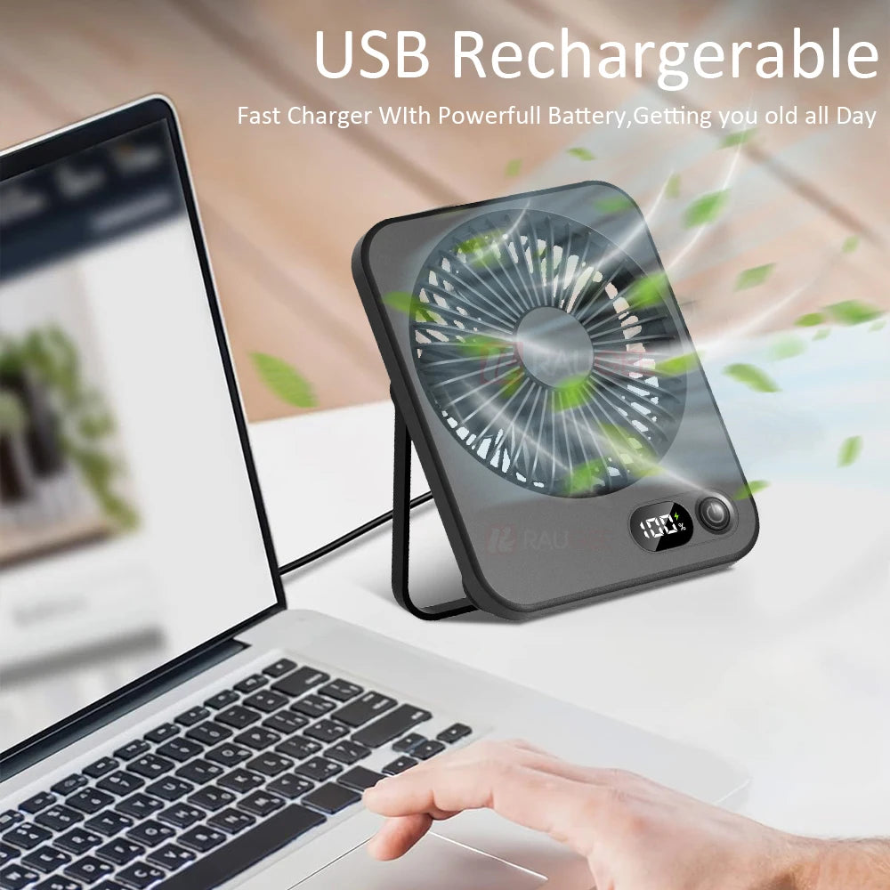 Mini USB Desk Fan — Foldable, 5 Speeds