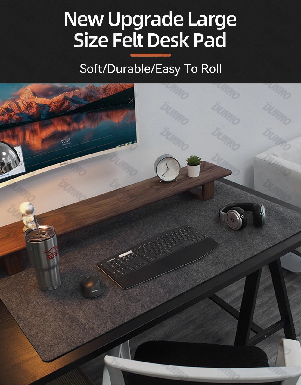 Uldfilt Desk Mat — Minimalistisk Kontor & Home Office