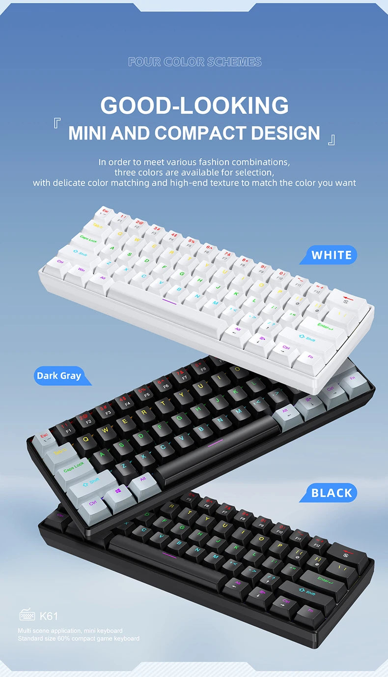 K61 60% Mekanisk Tastatur — RGB, Hot-Swap, 61 Taster