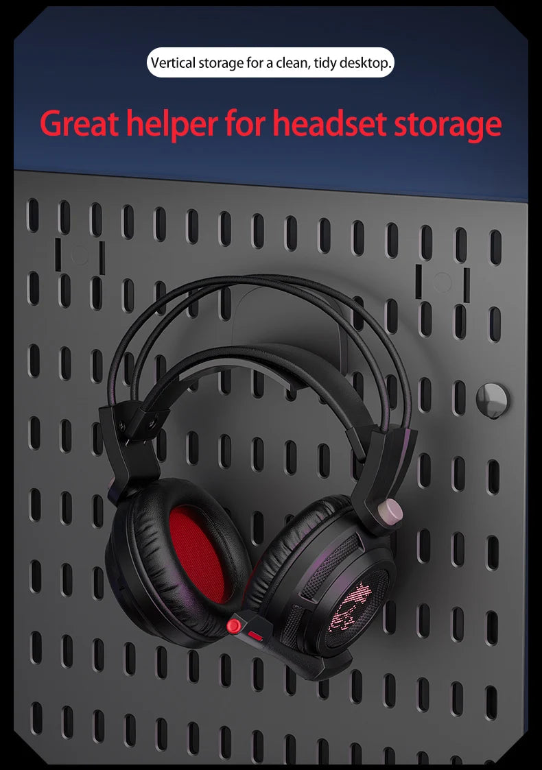 Desktop Pegboard Organizer — Headset Stand & Storage