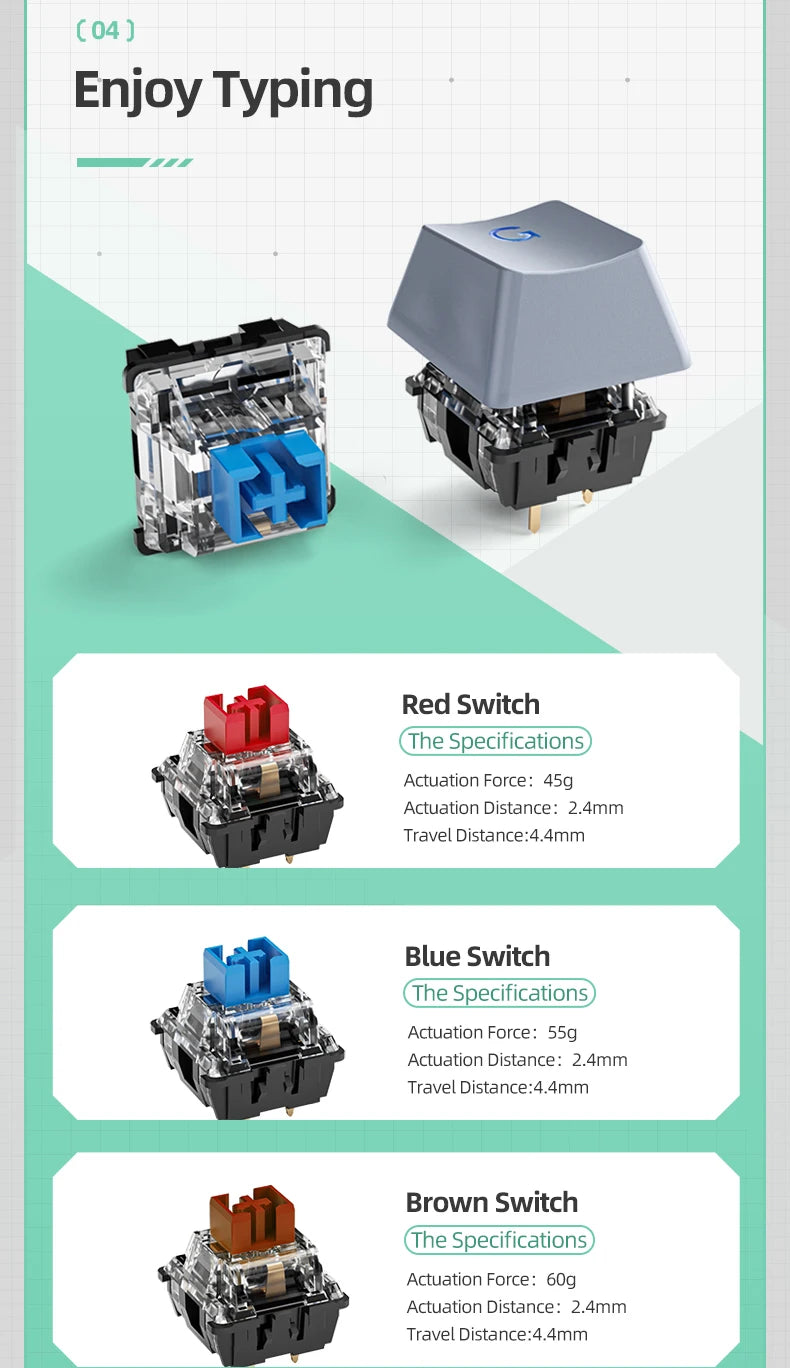 MACHENIKE K500 Mekanisk Gaming Tastatur — 94 Taster