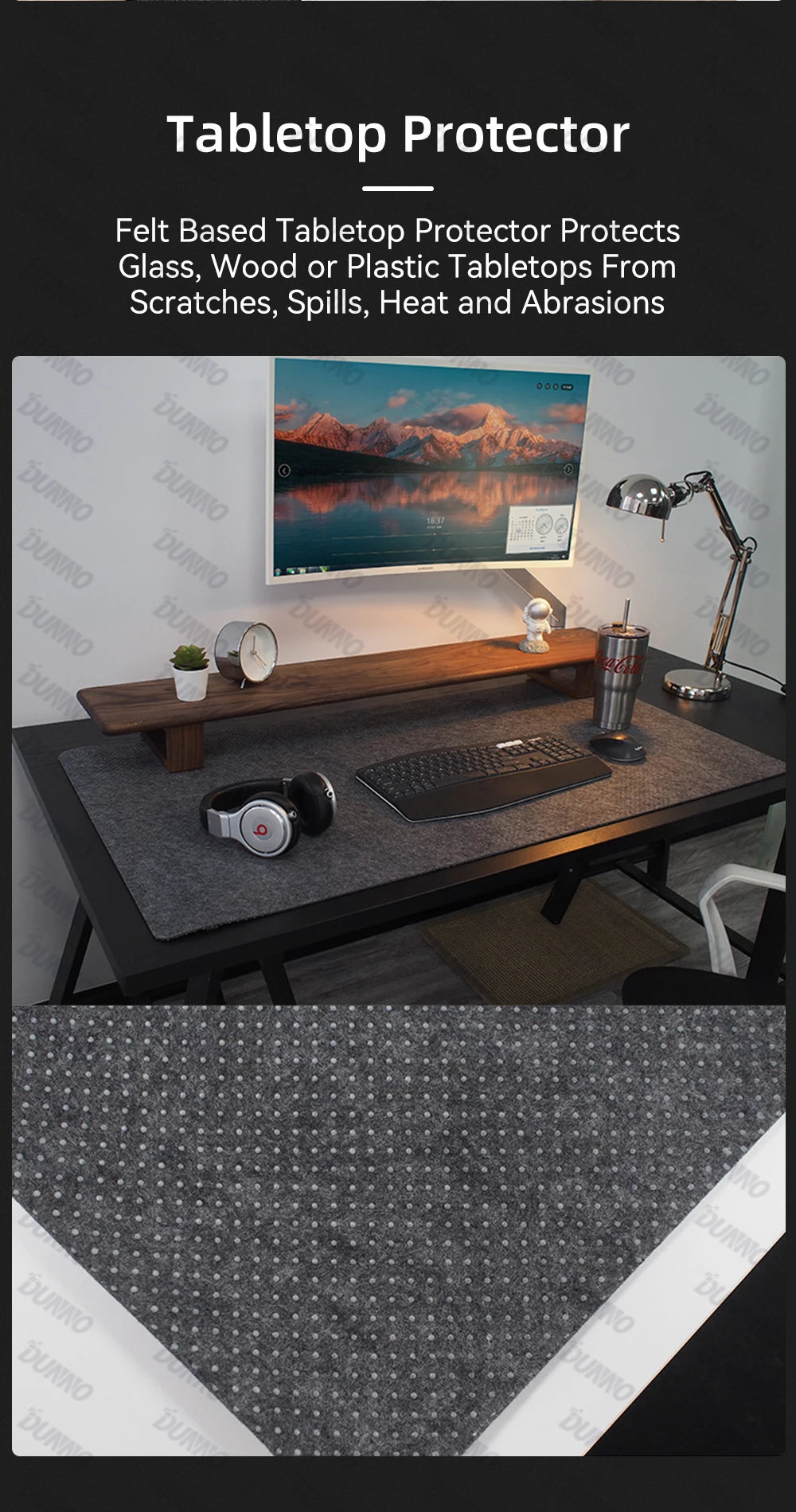 Uldfilt Desk Mat — Minimalistisk Kontor & Home Office