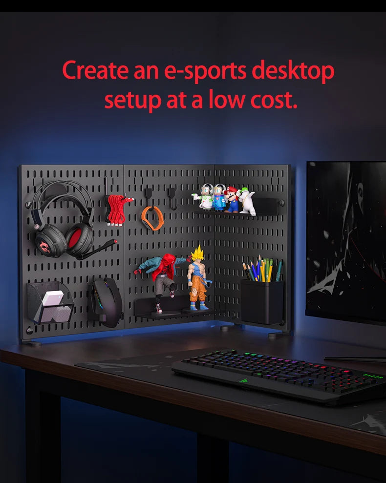 Desktop Pegboard Organizer — Headset Stand & Storage