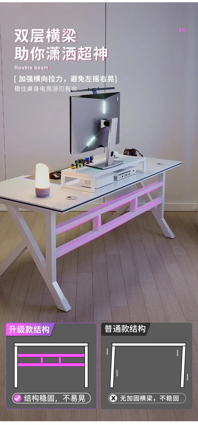 K-Formet Gaming Skrivebord — Ergonomisk L-Desk 140 cm