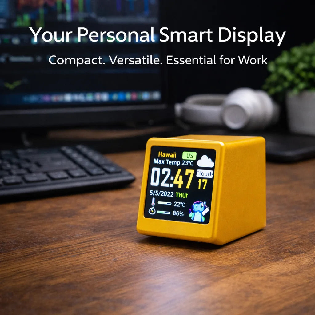 Smart WiFi Desk Display — Vejr, Krypto & Aktier
