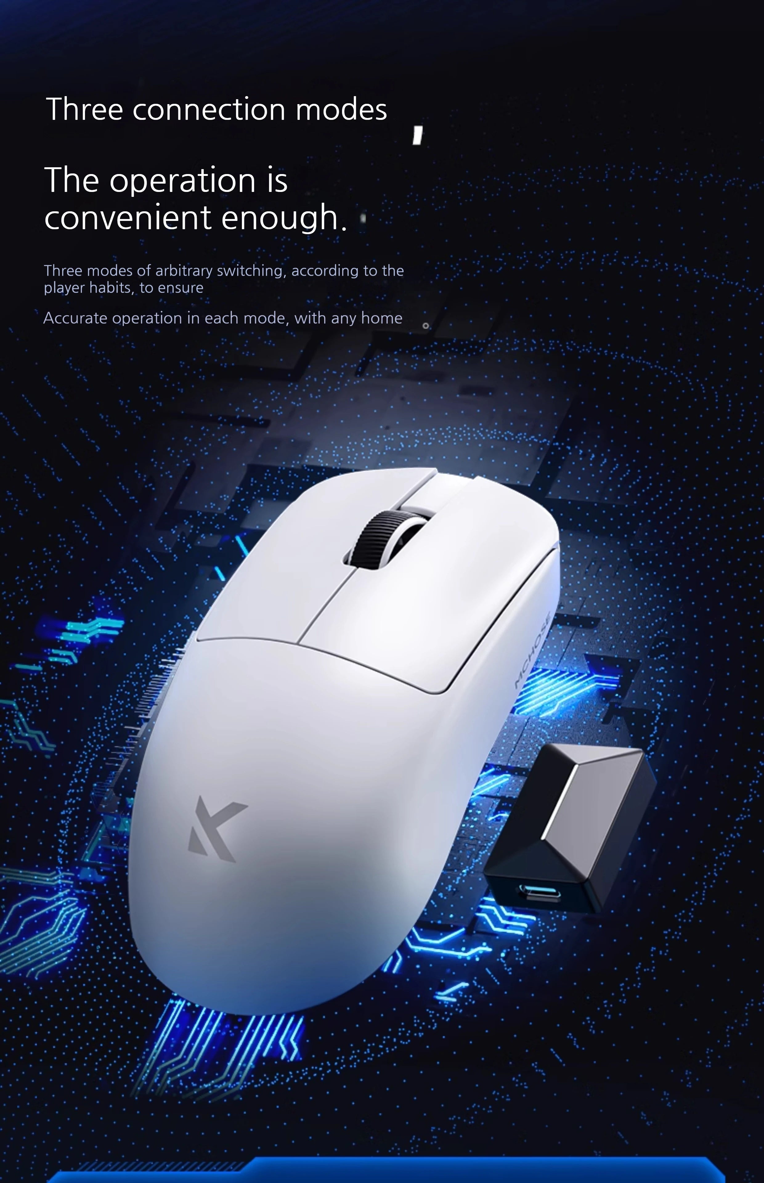MCHOSE L7 Ultra+ Gaming Mus — PAW3950 Sensor, Trådløs