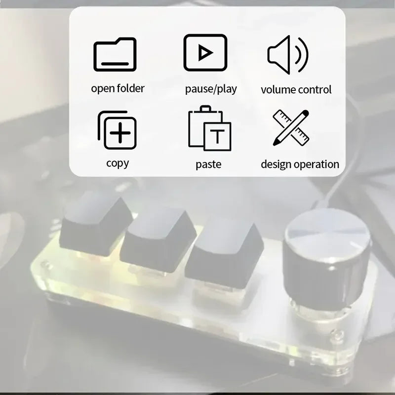 Mini Macro Pad — 3 Taster + RGB Drejeknap