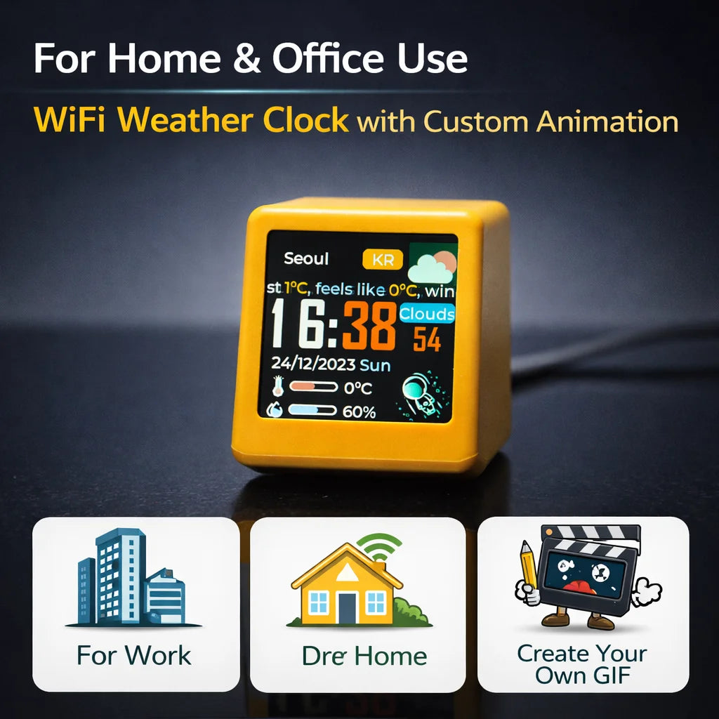 Smart WiFi Desk Display — Vejr, Krypto & Aktier