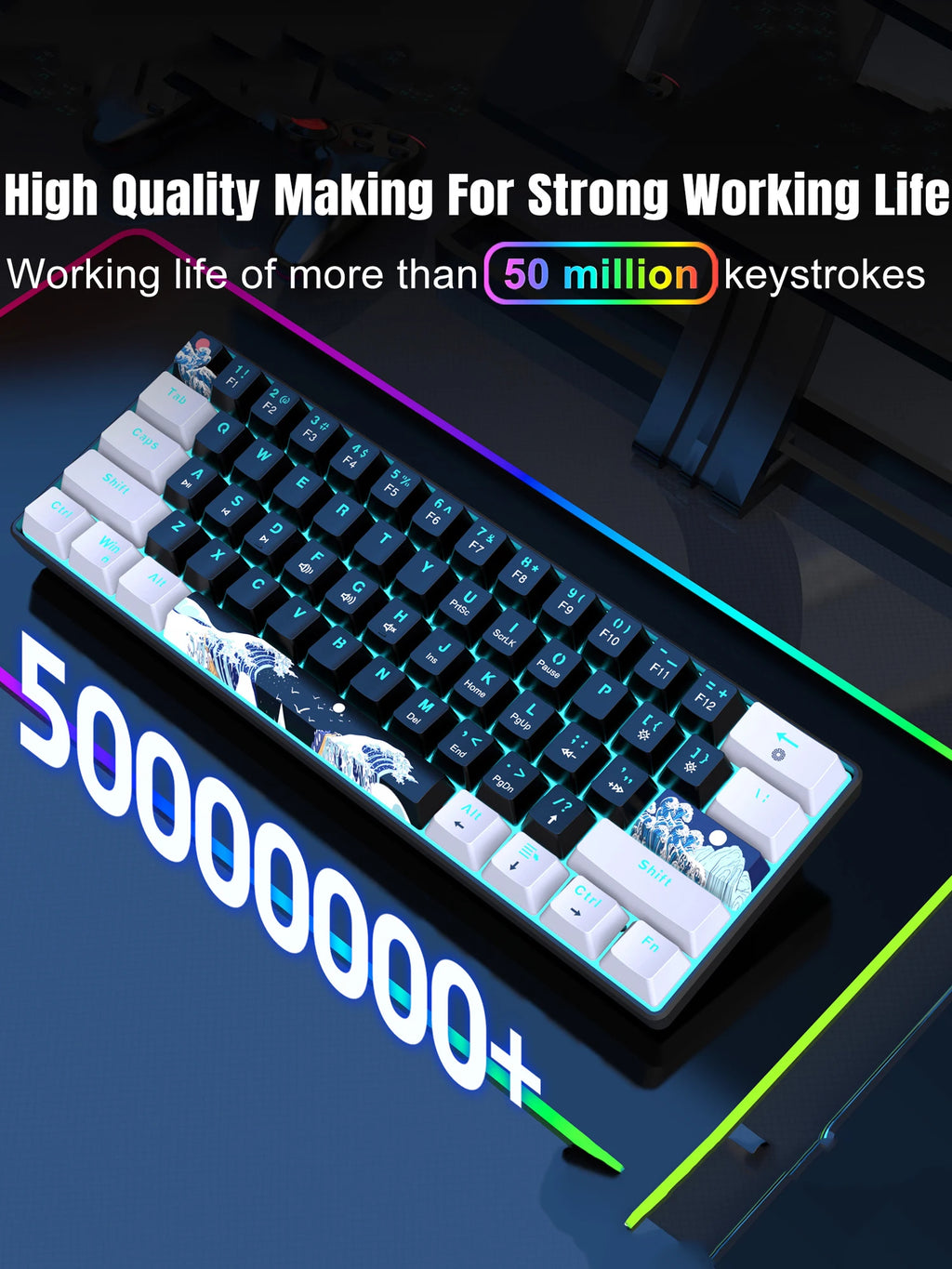 60% Mekanisk Gaming Tastatur — Blue Switches & RGB