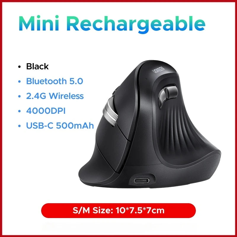 UGREEN Vertical Ergonomic Mouse — Bluetooth 5.0 & 2.4G