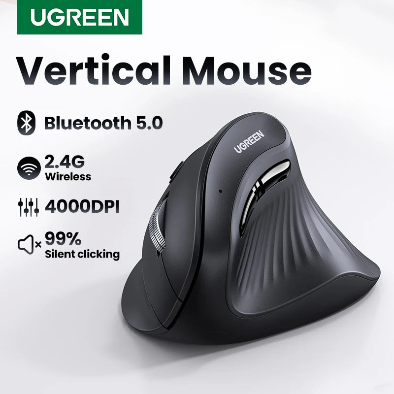 UGREEN Vertical Ergonomic Mouse — Bluetooth 5.0 & 2.4G