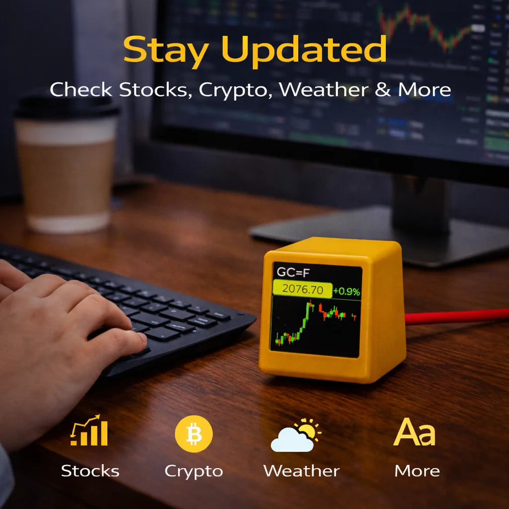 Smart WiFi Desk Display — Vejr, Krypto & Aktier