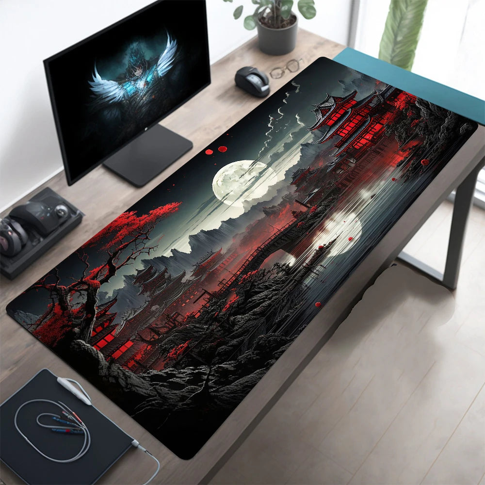 Japansk Æstetik Desk Mat — Fuji & Kirsebærblomst