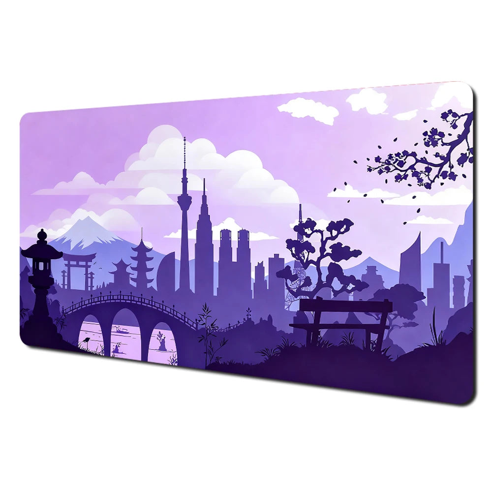Japansk Æstetik Desk Mat — Fuji & Kirsebærblomst