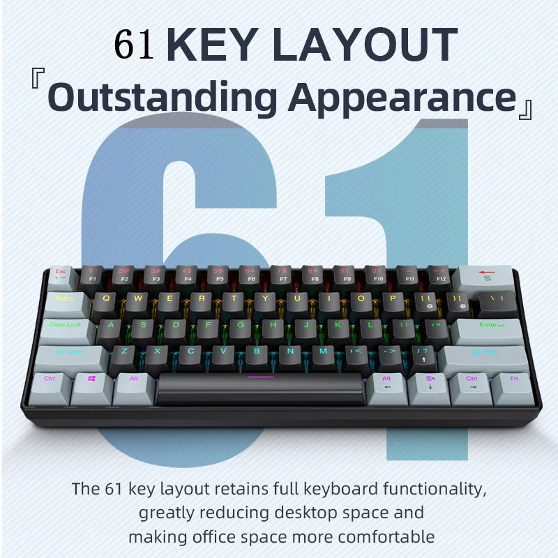 K61 60% Mekanisk Tastatur — RGB, Hot-Swap, 61 Taster