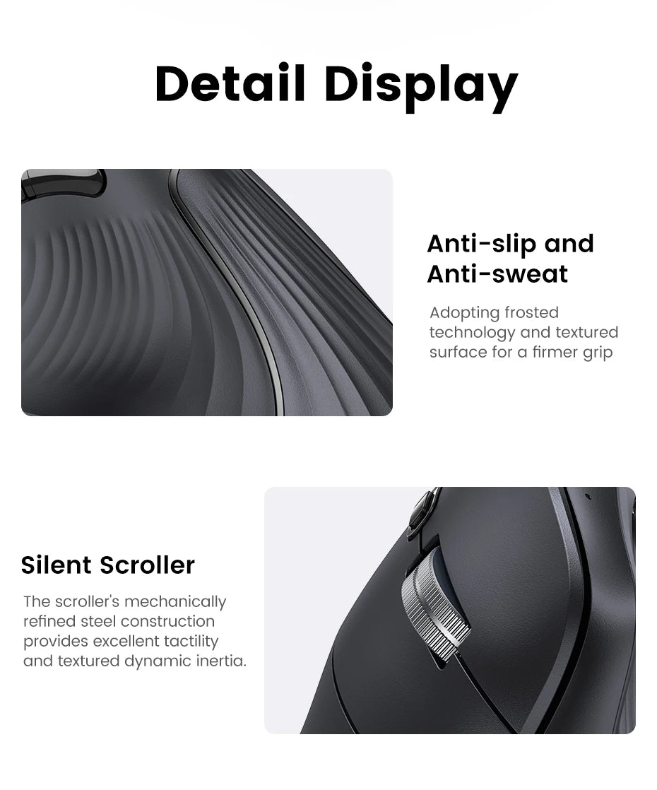 UGREEN Vertikal Ergonomisk Mus — Bluetooth 5.0 & 2.4G