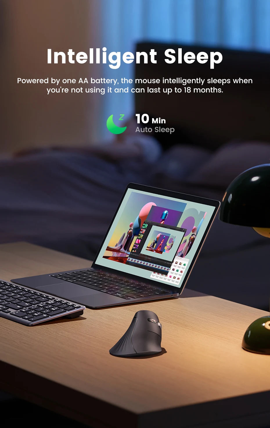 UGREEN Vertikal Ergonomisk Mus — Bluetooth 5.0 & 2.4G