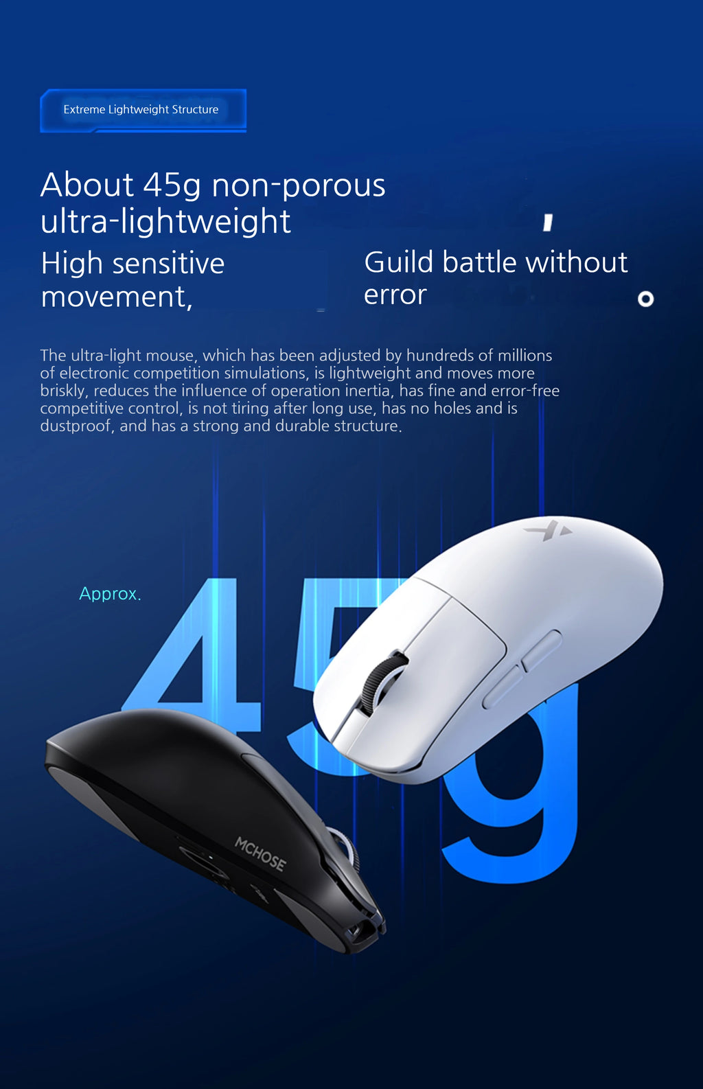 MCHOSE L7 Ultra+ Gaming Mus — PAW3950 Sensor, Trådløs