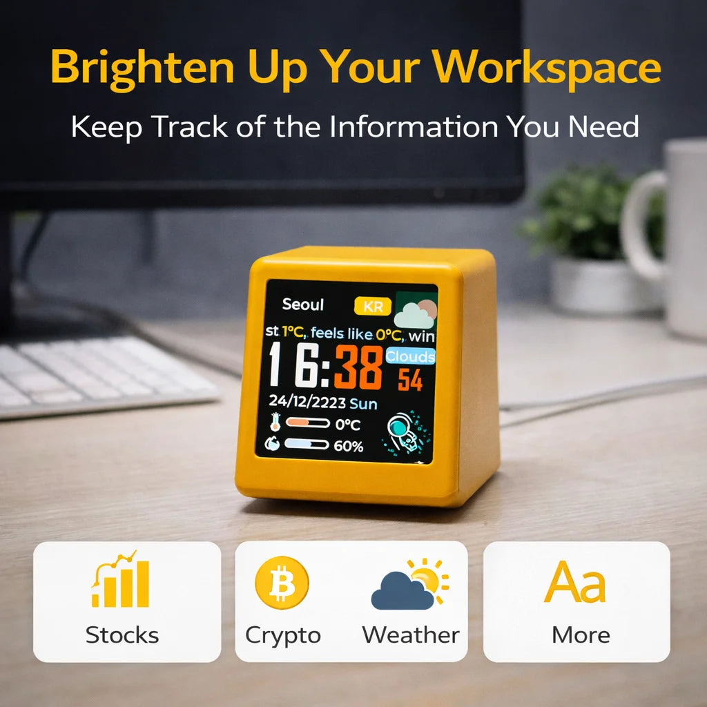 Smart WiFi Desk Display — Vejr, Krypto & Aktier
