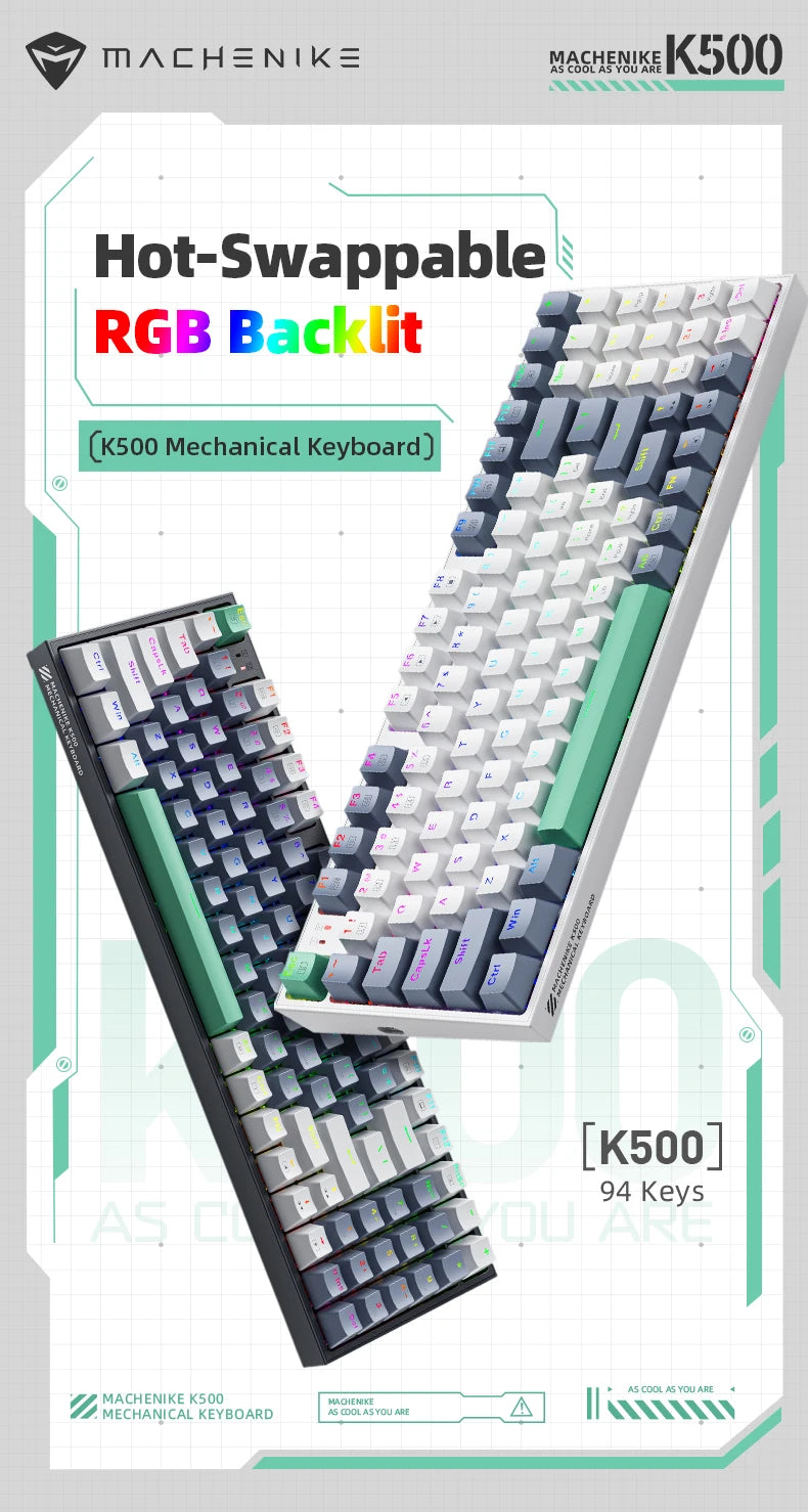 MACHENIKE K500 Mekanisk Gaming Tastatur — 94 Taster