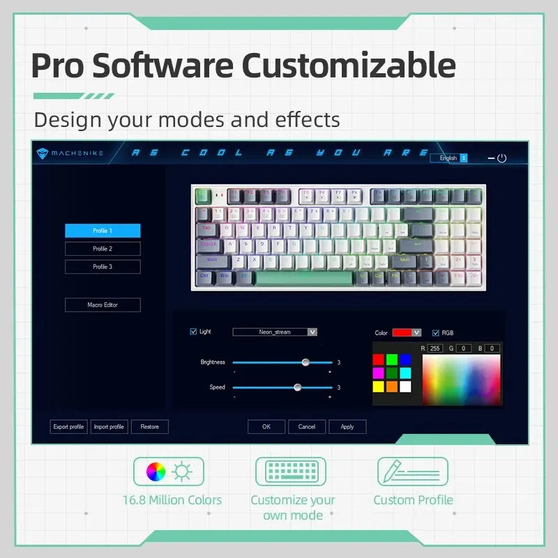 MACHENIKE K500 Mekanisk Gaming Tastatur — 94 Taster