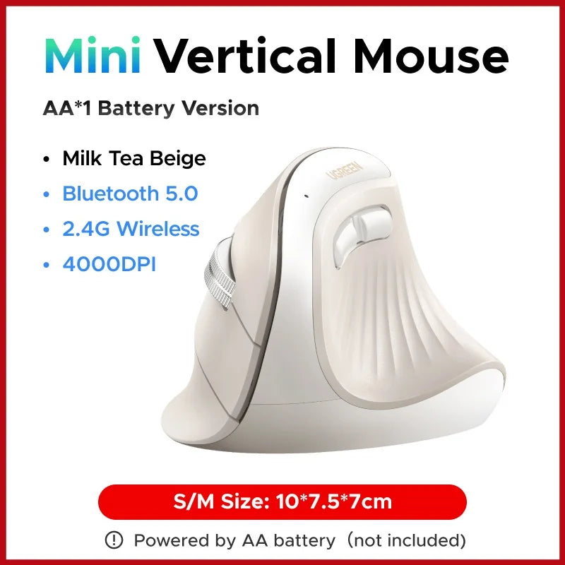 UGREEN Vertical Ergonomic Mouse — Bluetooth 5.0 & 2.4G