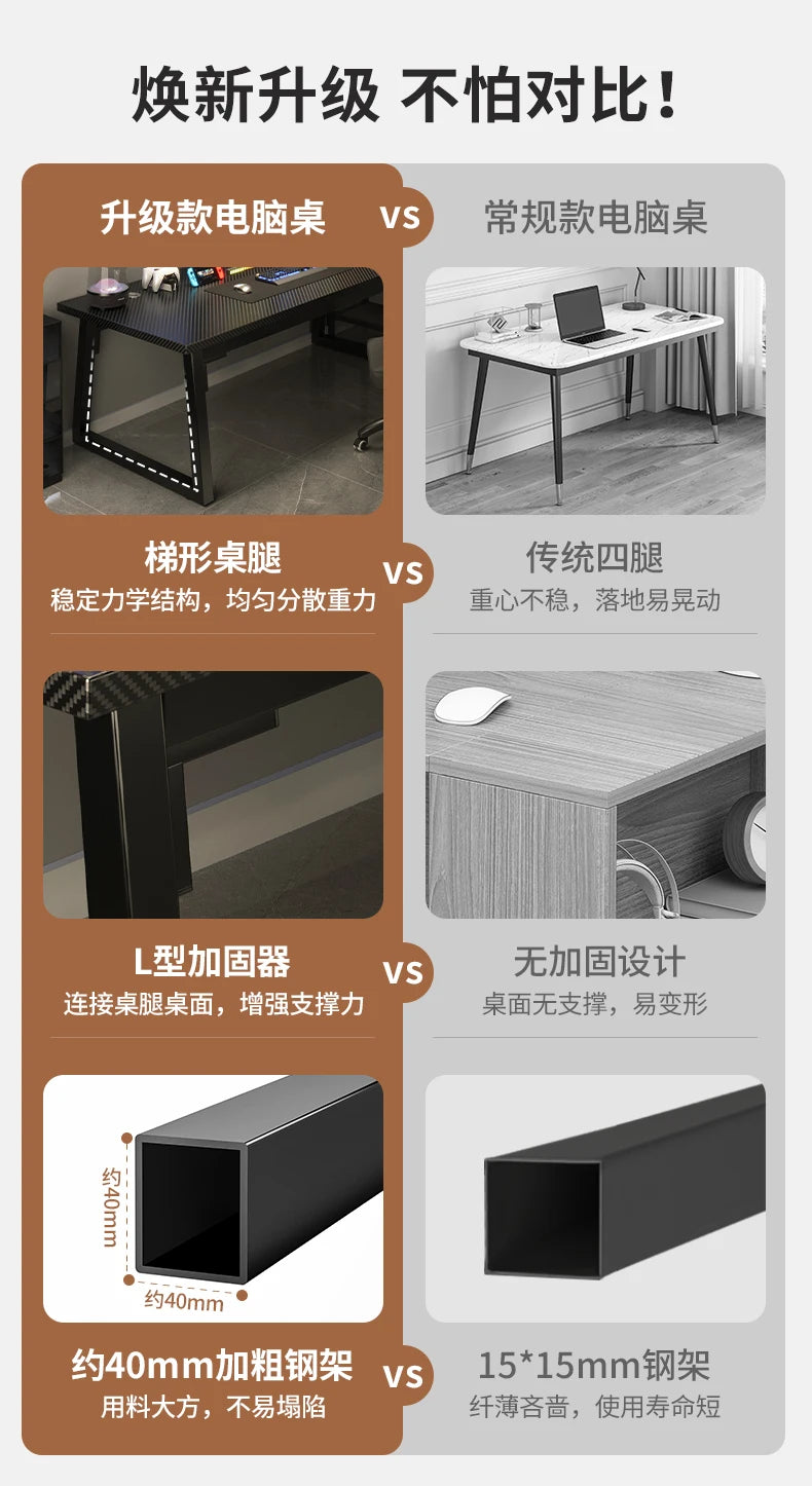 Carbon Fiber Gaming Skrivebord — Premium L-Shape 160 cm