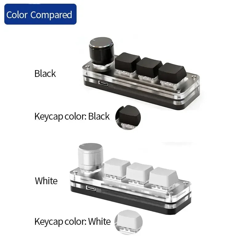 Mini Macro Pad — 3 Taster + RGB Drejeknap