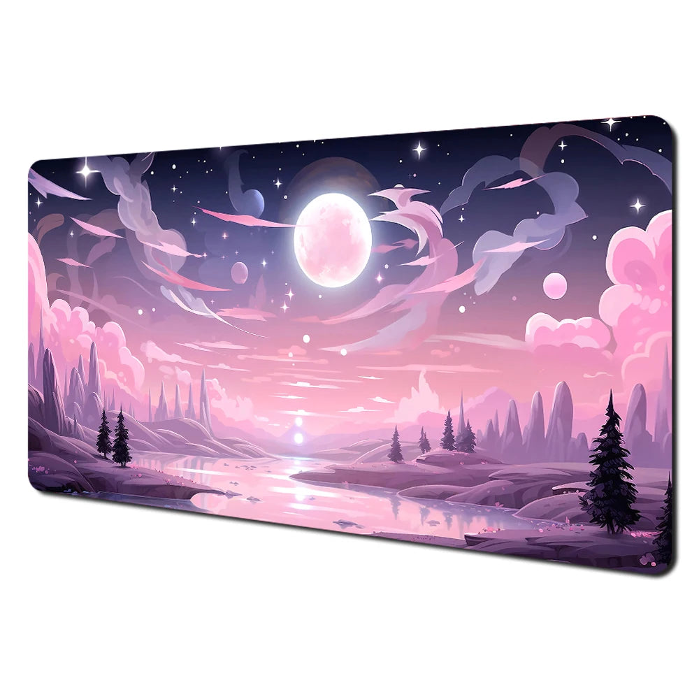 Japanese Aesthetic Desk Mat — Fuji & Cherry Blossom