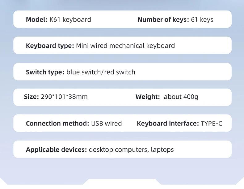K61 60% Mekanisk Tastatur — RGB, Hot-Swap, 61 Taster