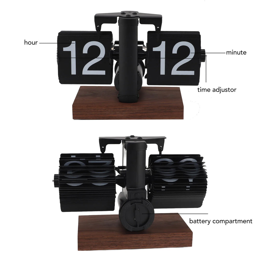 Vintage Rotary Desk Clock — Automatisk Flip Display