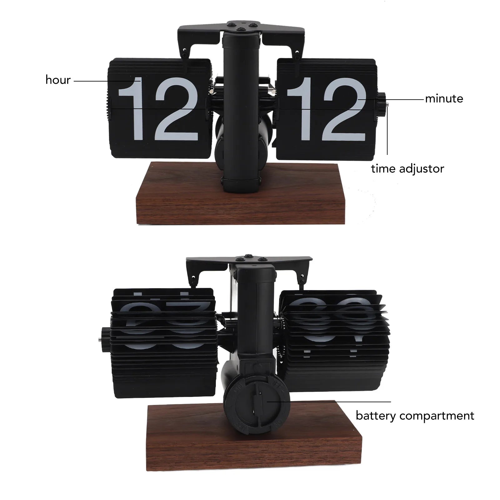 Vintage Rotary Desk Clock — Automatic Flip Display