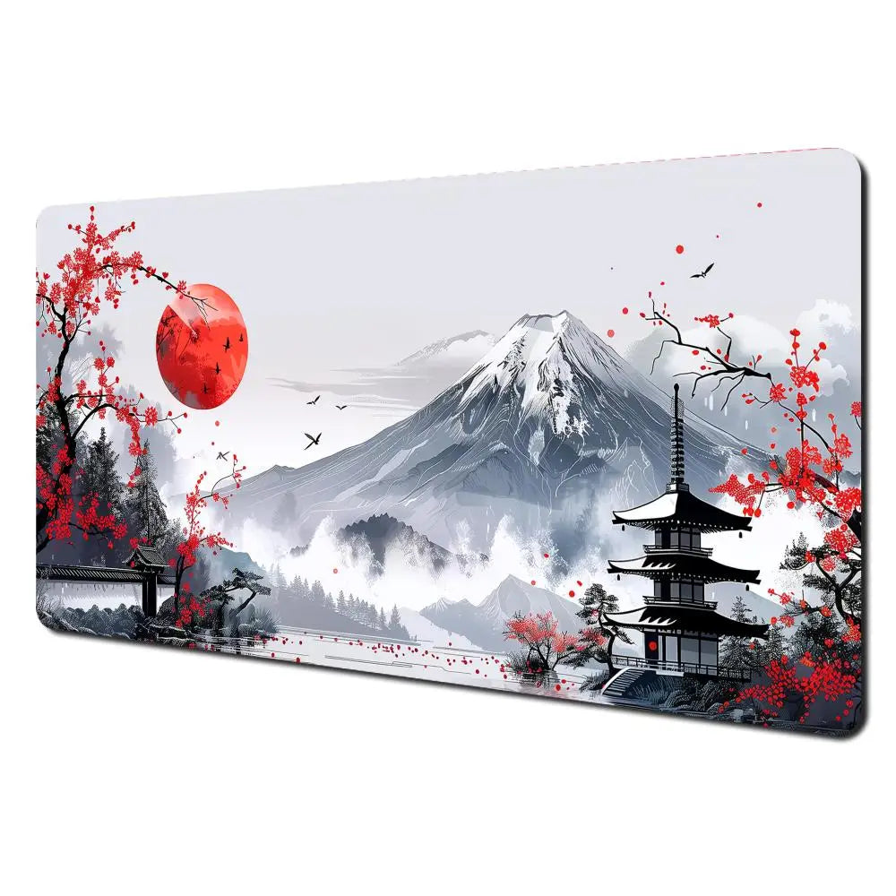 Japansk Æstetik Desk Mat — Fuji & Kirsebærblomst
