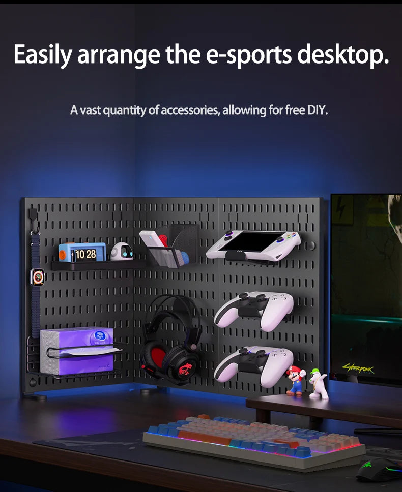 Desktop Pegboard Organizer — Headset Stand & Storage